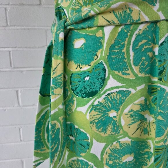 Land's End Green Floral Pullover Knit tank Dress with Lime Citrus Pattern Size S - Picture 6 of 10